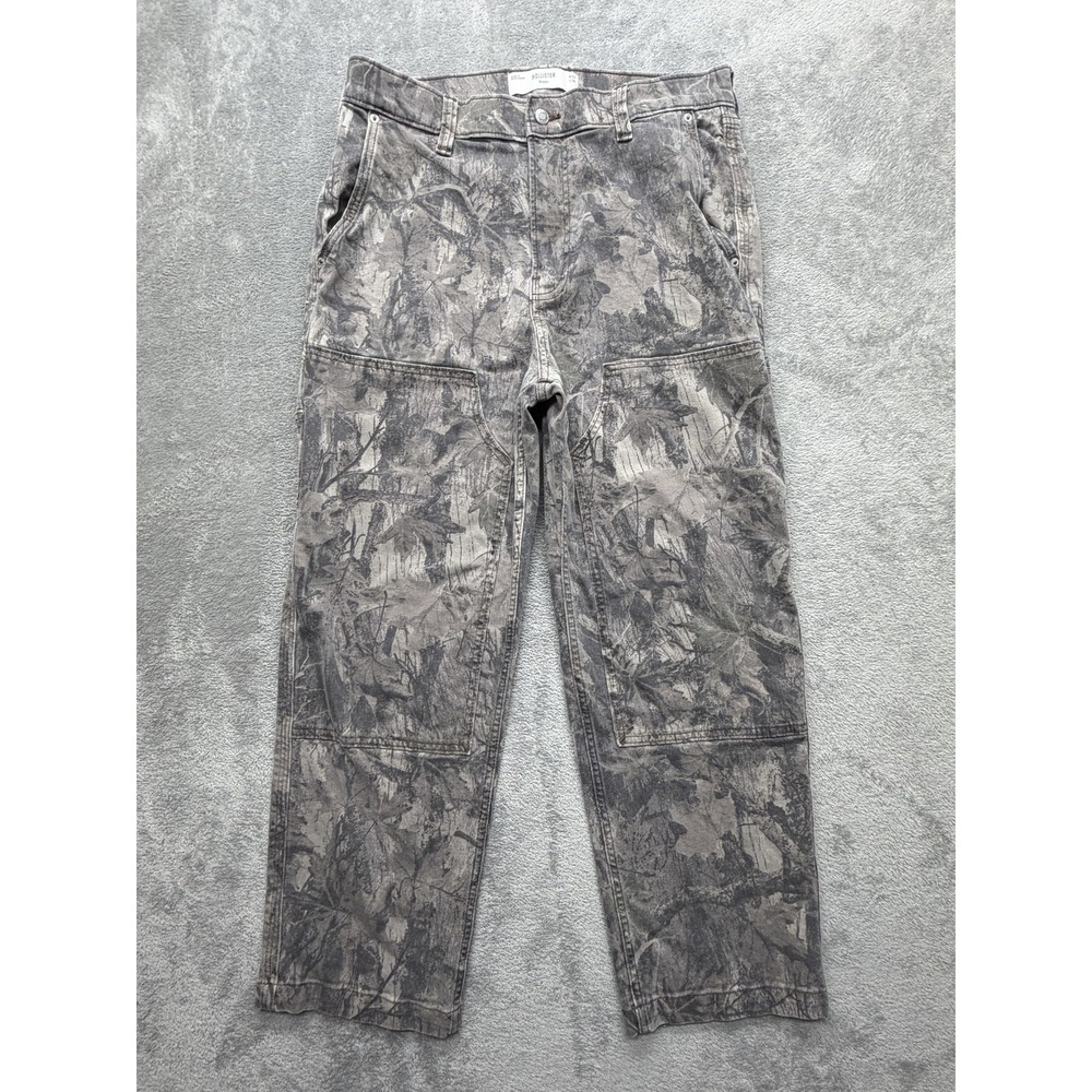 Hollister Baggy Jeans Mens Measured‎ 34x28 Gray Camo Relaxed Straight Stretch
